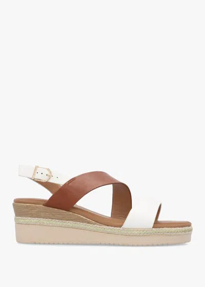 Moda In Pelle Joani Tan Multi Strappy Low Wedge Sandals