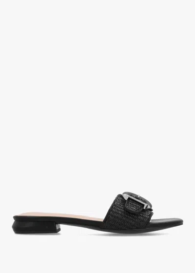 Moda In Pelle Juletta Black Woven Buckle Flat Mules