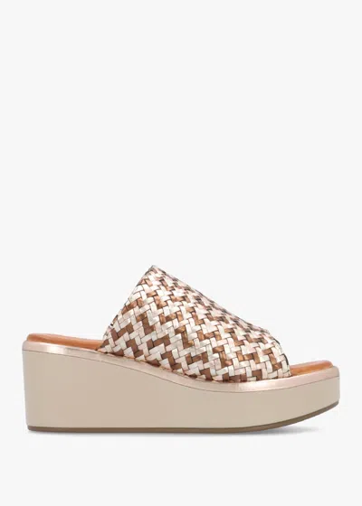 Moda In Pelle Kalley Multi Metallic Woven Leather Mid Wedge Mules Size