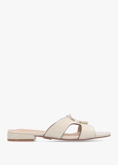 Moda In Pelle Liarra Off White Low Heel Mules In Nude