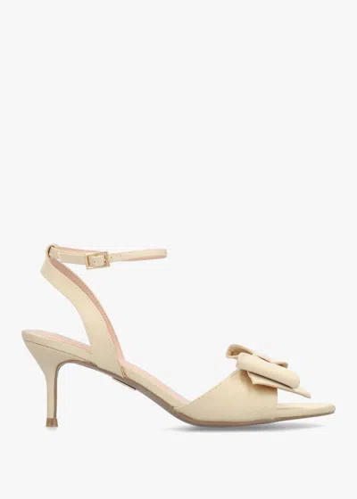 Moda In Pelle Lotty Muted Gold Satin Bow Low Heel Sandals In Multi