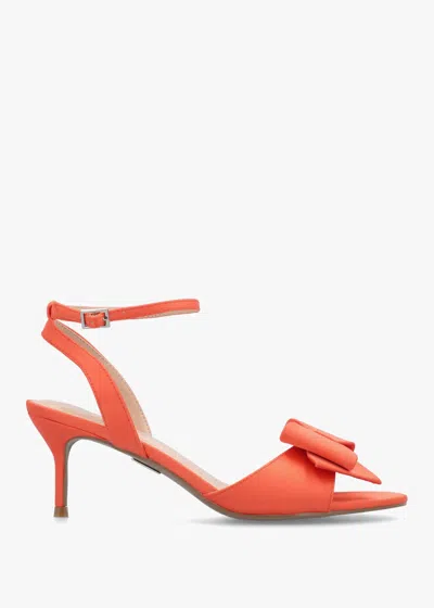Moda In Pelle Lotty Orange Satin Bow Low Heel Sandals In Multi