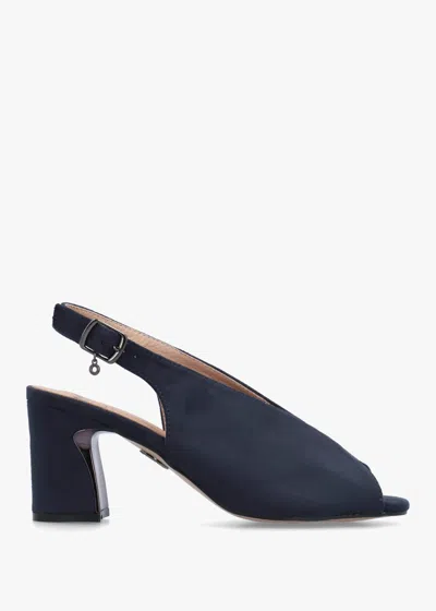 Moda In Pelle Love Navy Block Heel Sling Back Sandals In Blue