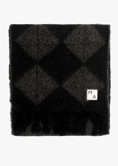 Moda In Pelle Milana Black Argyle Print Scarf