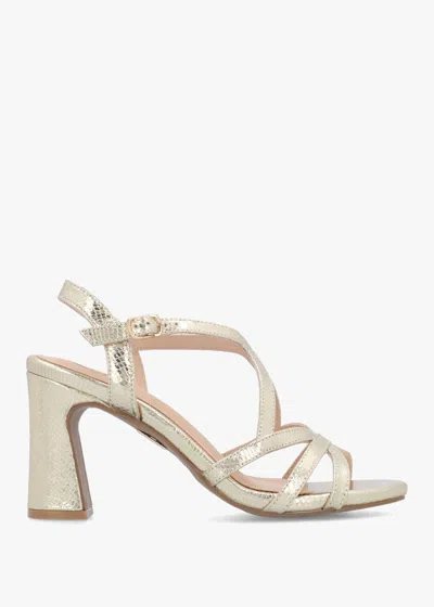 Moda In Pelle Missani Gold Reptile Strappy Heeled Sandals In Neutral