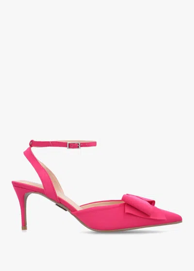Moda In Pelle Nahara Pink Satin Bow Low Heel Court Shoes In Multi