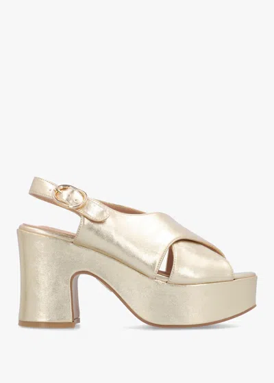 Moda In Pelle Nakara Gold Metallic Chunky Platform Heel Sandals