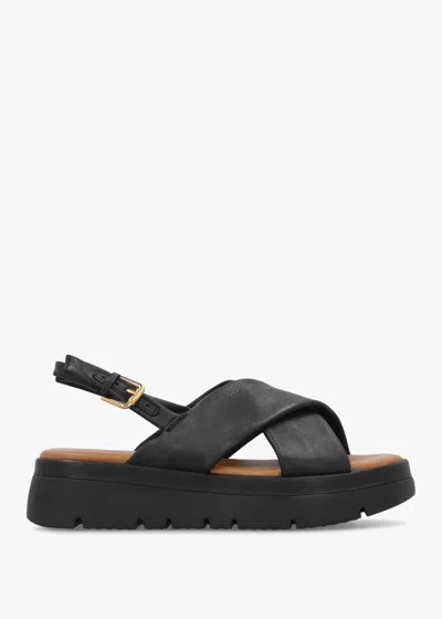 Moda In Pelle Nettina Black Leather Cross Strap Sandals