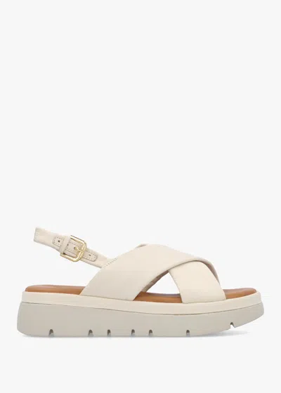 Moda In Pelle Nettina Off White Leather Cross Strap Sandals In Multi