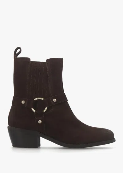 Moda In Pelle Pailia Brown Suede Western Ankle Boots