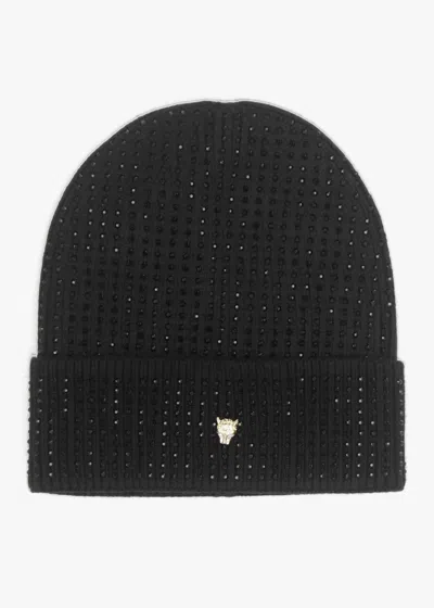 Moda In Pelle Paloma Diamante Black Beanie Hat