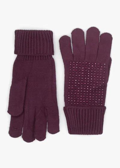 Moda In Pelle Paloma Diamante Burgundy Gloves In Purple