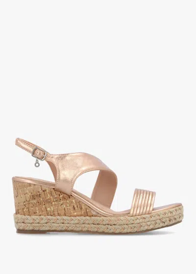 Moda In Pelle Spotalia Rose Gold Cork Mid Wedge Sandals In Multi
