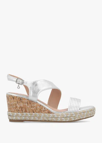 Moda In Pelle Spotalia Silver Cork Mid Wedge Sandals In Multi