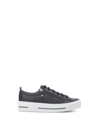 Moda In Pelle Filician Black Leather Side Zip Trainers