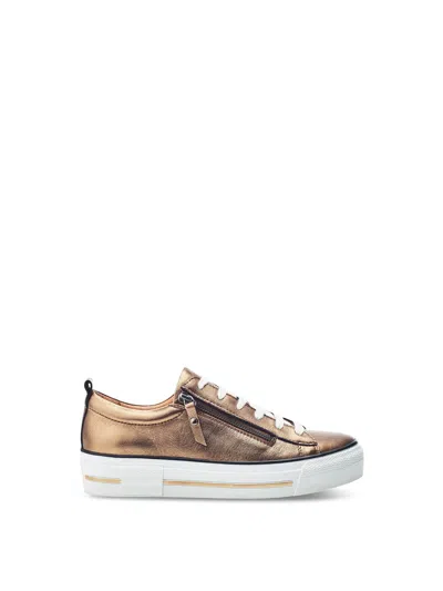 Moda In Pelle Filician Gold Leather Side Zip Trainers