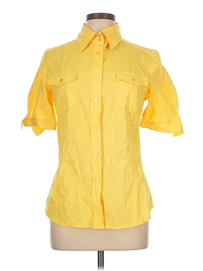 Pre-owned Moda International 3/4 Sleeve Button Down Shirt In Yellow