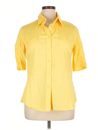 Pre-owned Moda International 3/4 Sleeve Button Down Shirt In Yellow