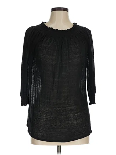 Pre-owned Moda International 3/4 Sleeve Top Black Keyhole Neckline Tops