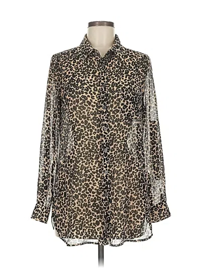 Pre-owned Moda International Long Sleeve Blouse In Brown