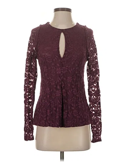 Pre-owned Moda International Long Sleeve Blouse In Burgundy