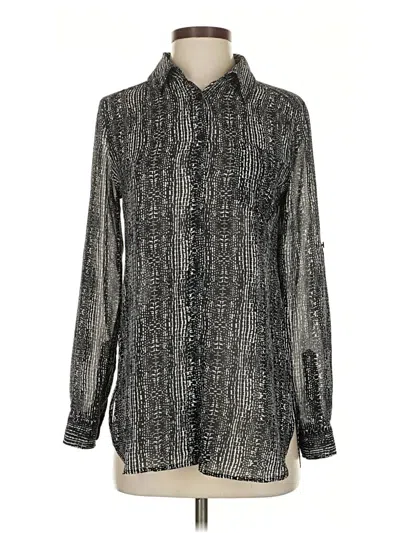 Pre-owned Moda International Long Sleeve Blouse In Silver
