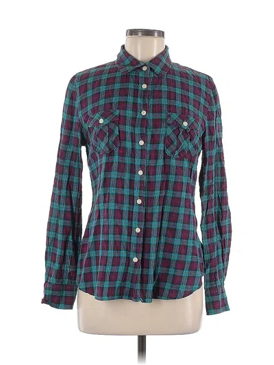 Pre-owned Moda International Long Sleeve Button Down Shirt In Blue