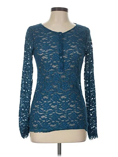 Pre-owned Moda International Long Sleeve Top Blue Sweetheart Neckline Tops