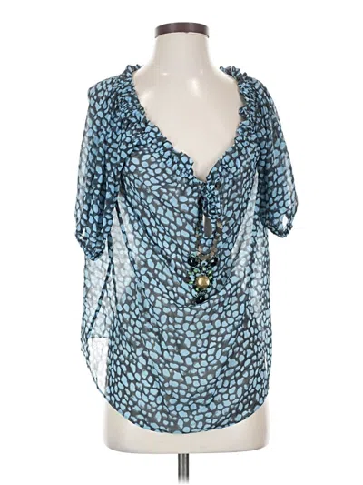 Pre-owned Moda International Short Sleeve Blouse In Blue