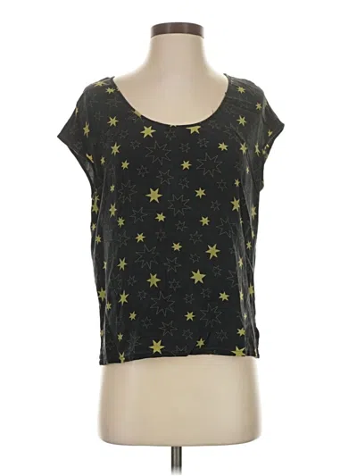 Pre-owned Moda International Short Sleeve Top Black Stars Pattern Scoop Neck Tops