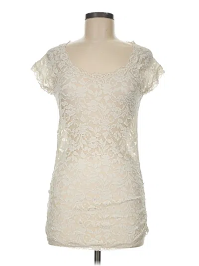 Pre-owned Moda International Short Sleeve Top Ivory Sweetheart Neckline Tops