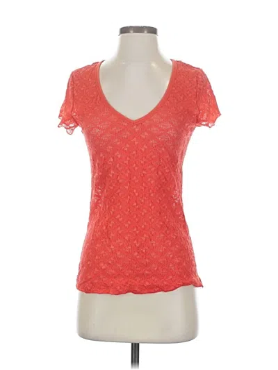 Pre-owned Moda International Short Sleeve Top Orange Sweetheart Neckline Tops