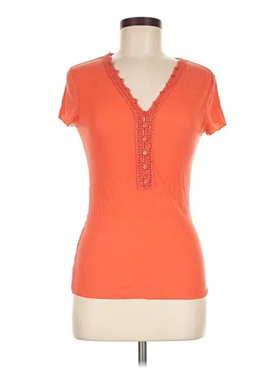 Pre-owned Moda International Short Sleeve Top Orange Sweetheart Neckline Tops