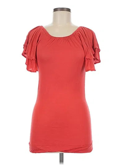 Pre-owned Moda International Short Sleeve Top Red Sweetheart Neckline Tops
