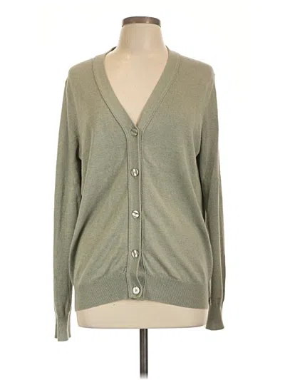 Pre-owned Moda International Silk Cardigan Sweater In Green