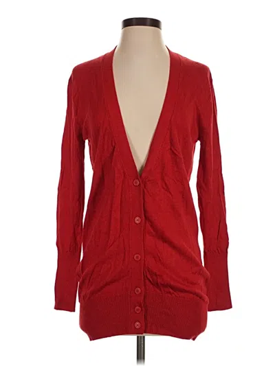 Pre-owned Moda International Silk Cardigan Sweater In Red