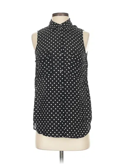 Pre-owned Moda International Sleeveless Silk Top Black Polka Dots Pattern High Neck Tops