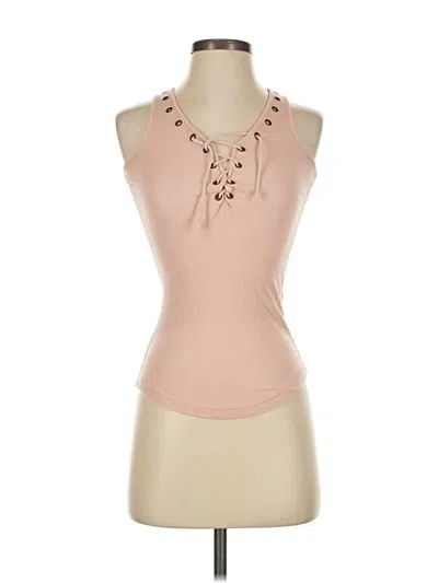 Pre-owned Moda International Tank Top Tan Halter Neckline Tops In Brown