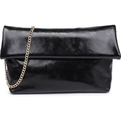 Moda Luxe Faux Leather Foldover Clutch In Black