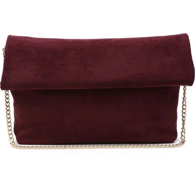 Moda Luxe Faux Suede Clutch In Wine