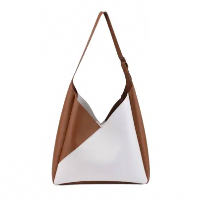 Moda Luxe Frannie Two-tone Hobo Handbag In Ivory Tan In Red