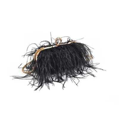 Moda Luxe Harlow Feather Evening Bag In Black