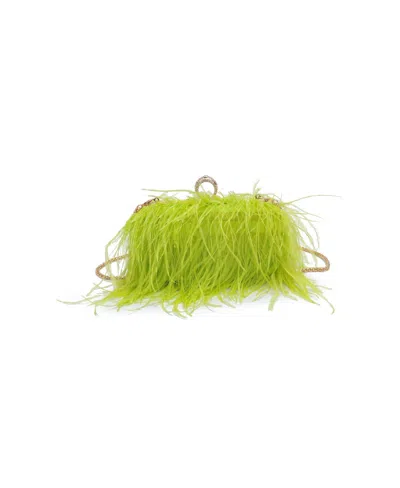Moda Luxe Harlow Feather Evening Bag In Lime