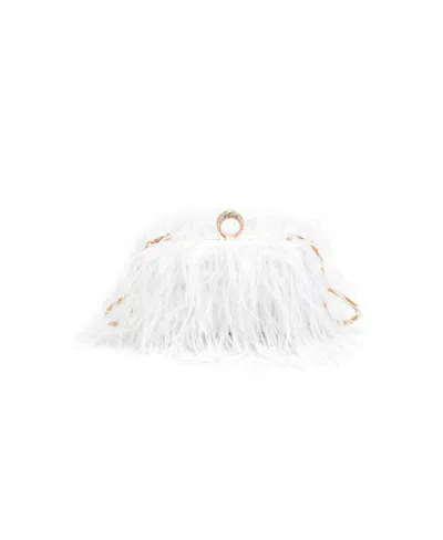 Moda Luxe Harlow Feather Evening Bag In White