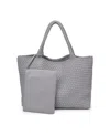 Moda Luxe Solana Large Woven Tote Bag In Gray