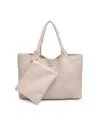 Moda Luxe Woven Unlined Tote Bag And Pouch In Ivory