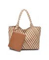 Moda Luxe Solana Woven Tote In Chocolate Ivory
