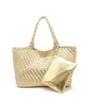 Moda Luxe Solana Woven Tote In Gold Ivory