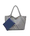 Moda Luxe Solana Woven Tote In Navy Ivory