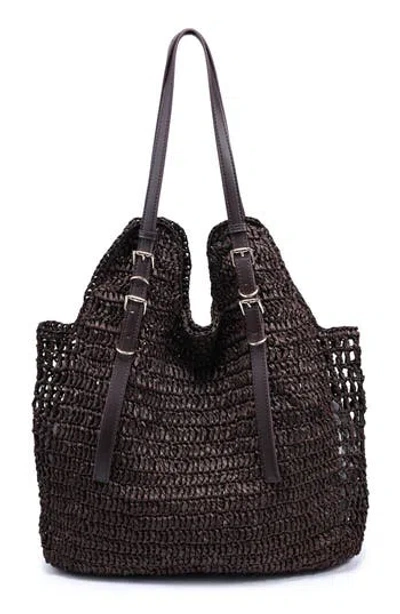 Moda Luxe Straw Tote In Brown